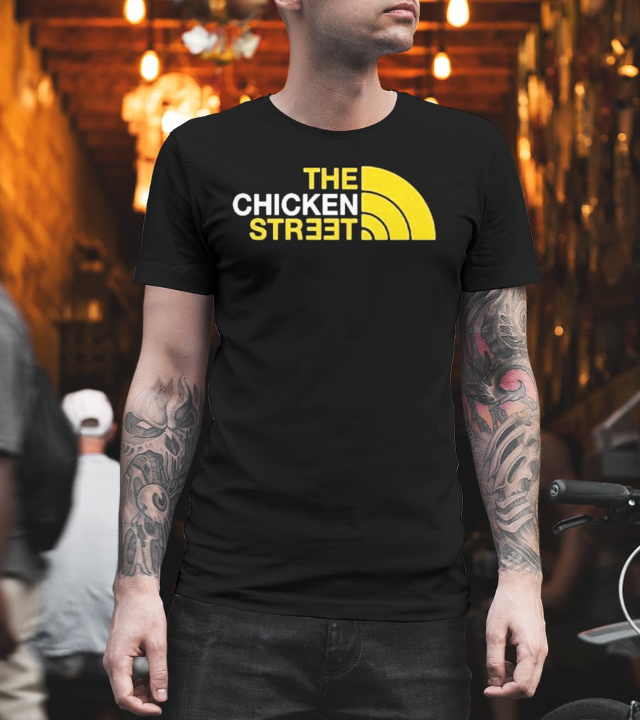 The Chicken Street Block Text Bold Yellow And White Circular T-Shirt
