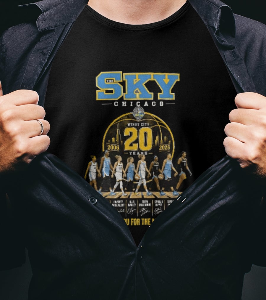 Chicago Sky Windy City 20 Years 2006 2026 Thank You For The Memories Players T-Shirt