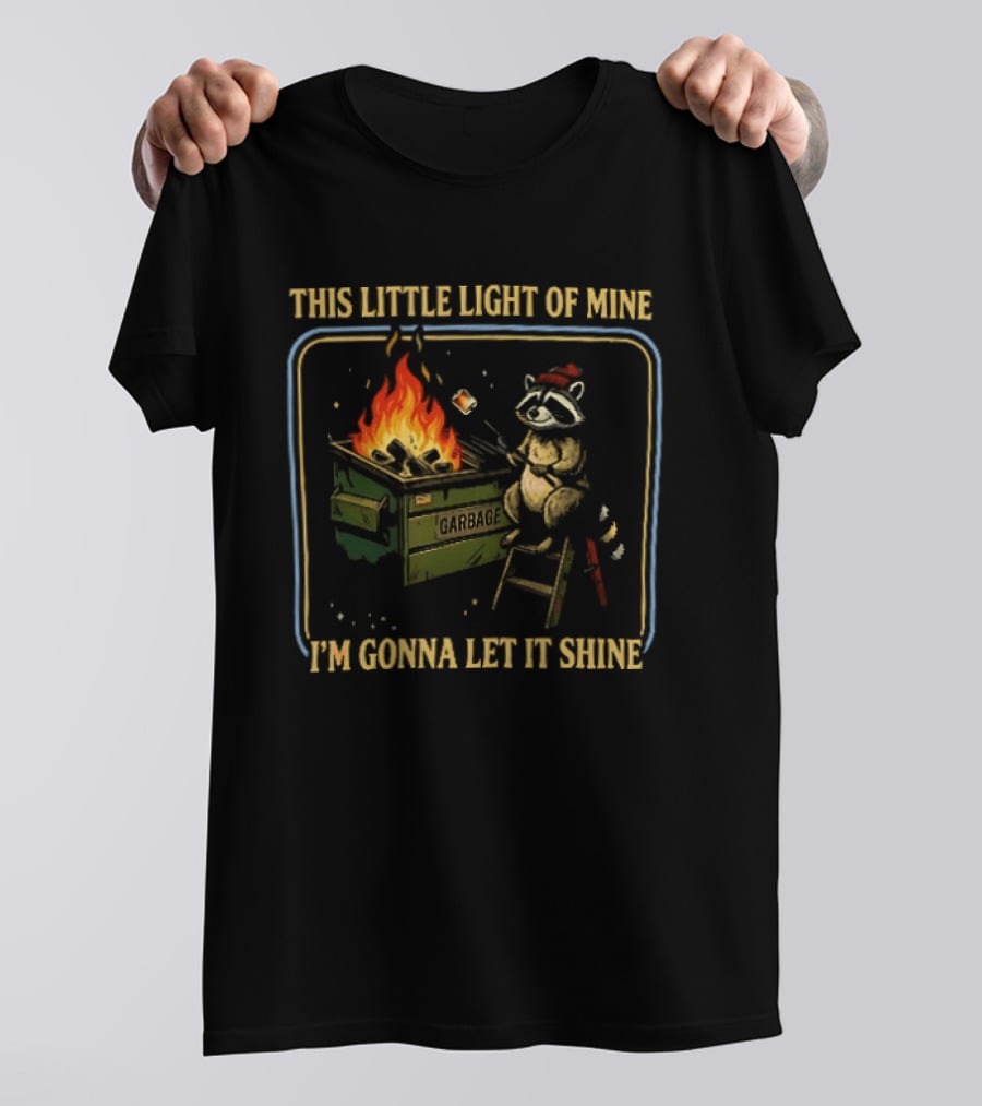 This Little Light Of Mine I'm Gonna Let It Shine Raccoon Cozy Bonfire T-Shirt