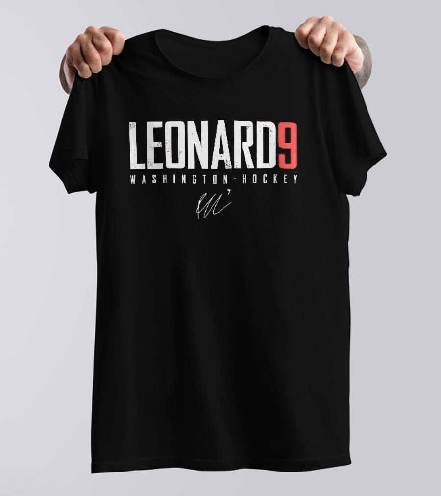 Leonard 9 Washington Hockey Player Distressed Signature T-Shirt