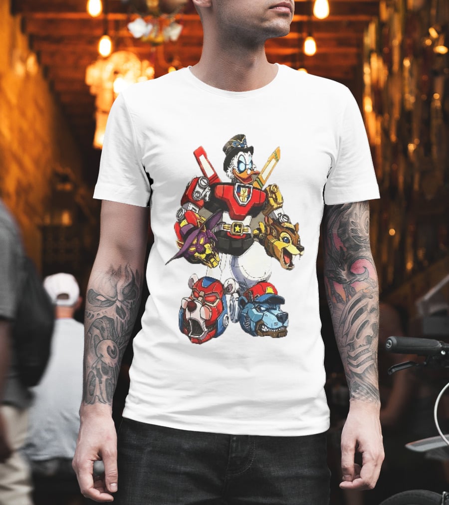 Cartoon Duck Mecha Robot Animal Armor Combination With Animal Heads T-Shirt