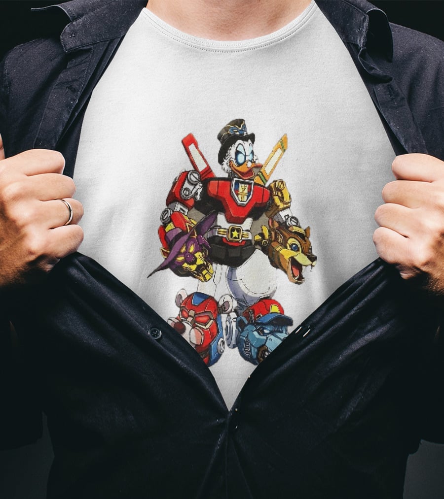Cartoon Duck Mecha Robot Animal Armor Combination With Animal Heads T-Shirt