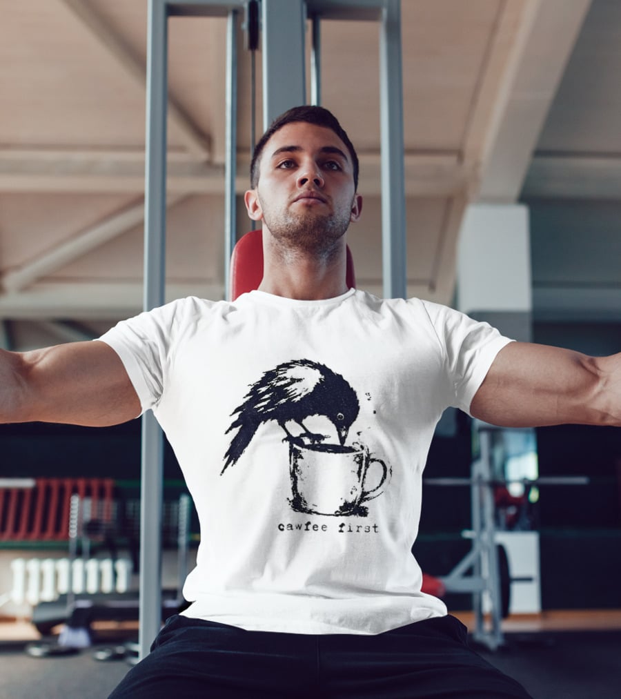 Cawfee First Crow Coffee Lover Bird T-Shirt