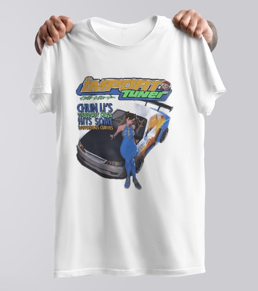 Import Tuner Chun Li's Widebody Silvia Hits Some Dangerous Curves Auto Racing Anime T-Shirt