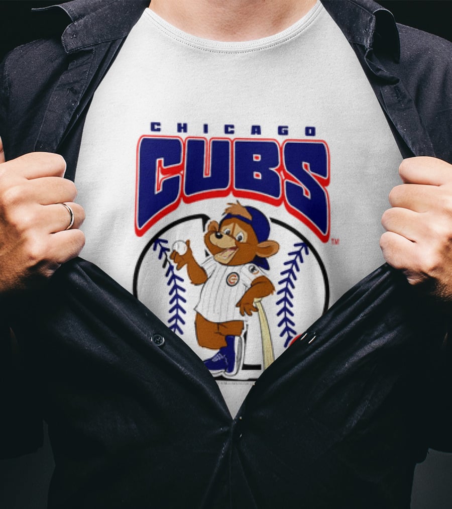 Chicago Cubs MLB 2026 Mania Bear Character Baseball Bat T-Shirt