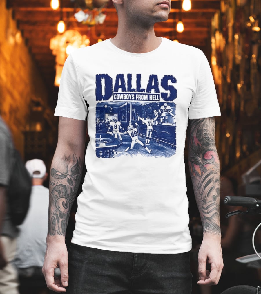 Dallas Cowboys From Hell Football Bar Scene T-Shirt