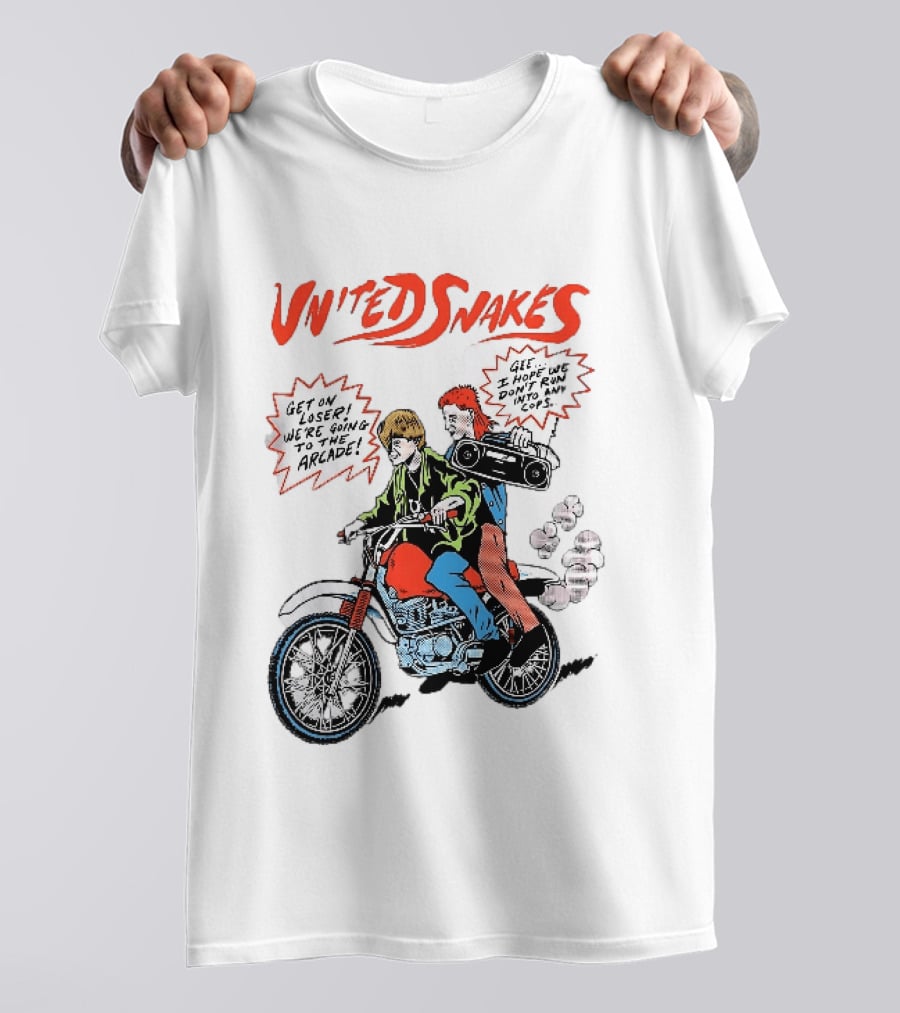 United Snakes Get On Loser We're Going To The Arcade Motorcycle Adventure T-Shirt
