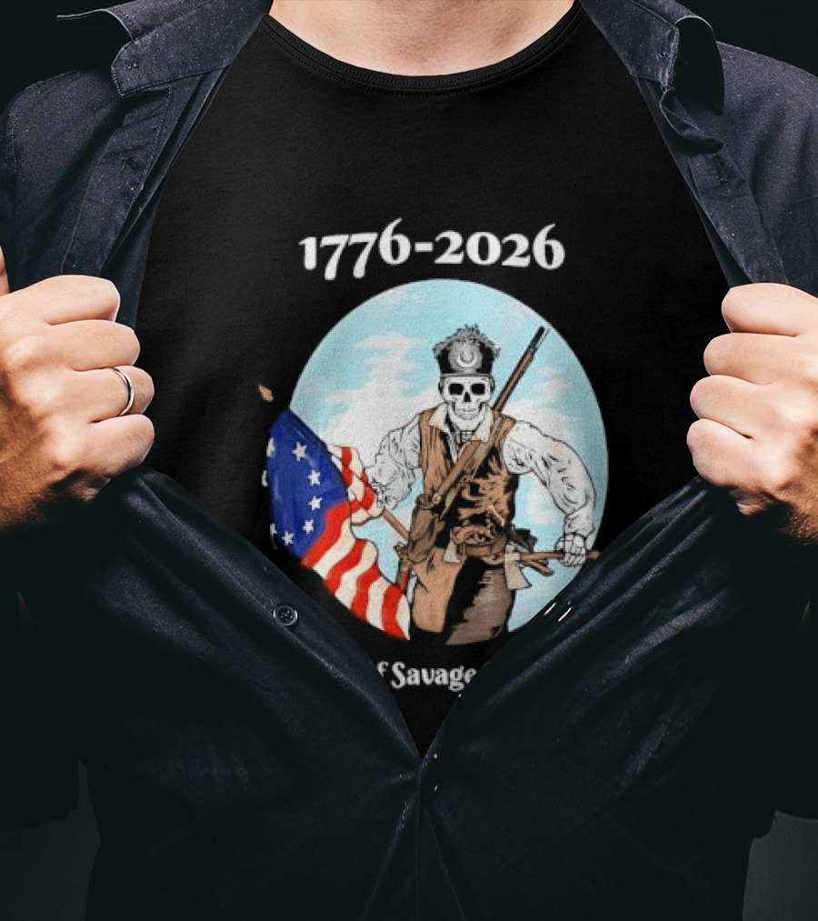 1776 2026 250 Years Of Savage Patriotism American Revolutionary Soldier T-Shirt