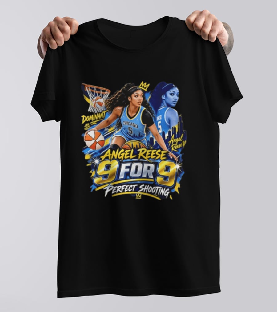 Angel Reese 9 For 9 Perfect Shooting Dominant Chicago Basketball T-Shirt
