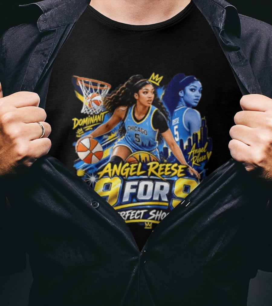 Angel Reese 9 For 9 Perfect Shooting Dominant Chicago Basketball T-Shirt