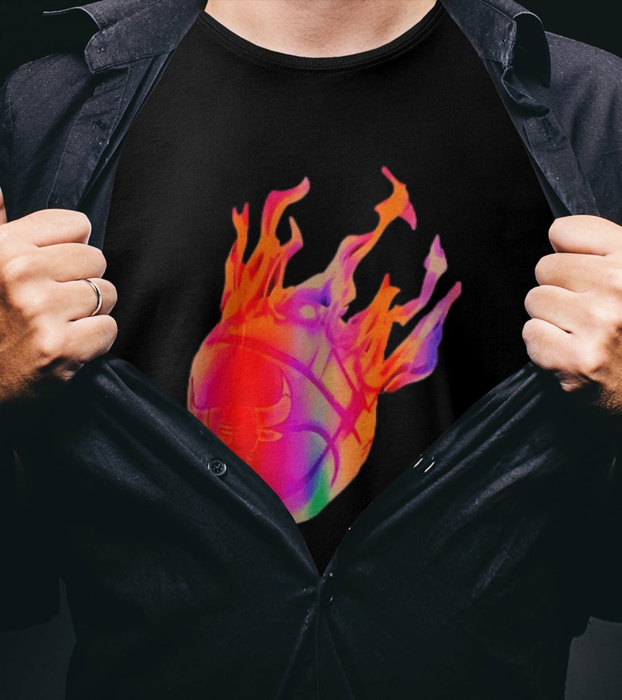 Chicago Bulls NBA Basketball Flaming Fireball NBA Fans Merchandise T-Shirt