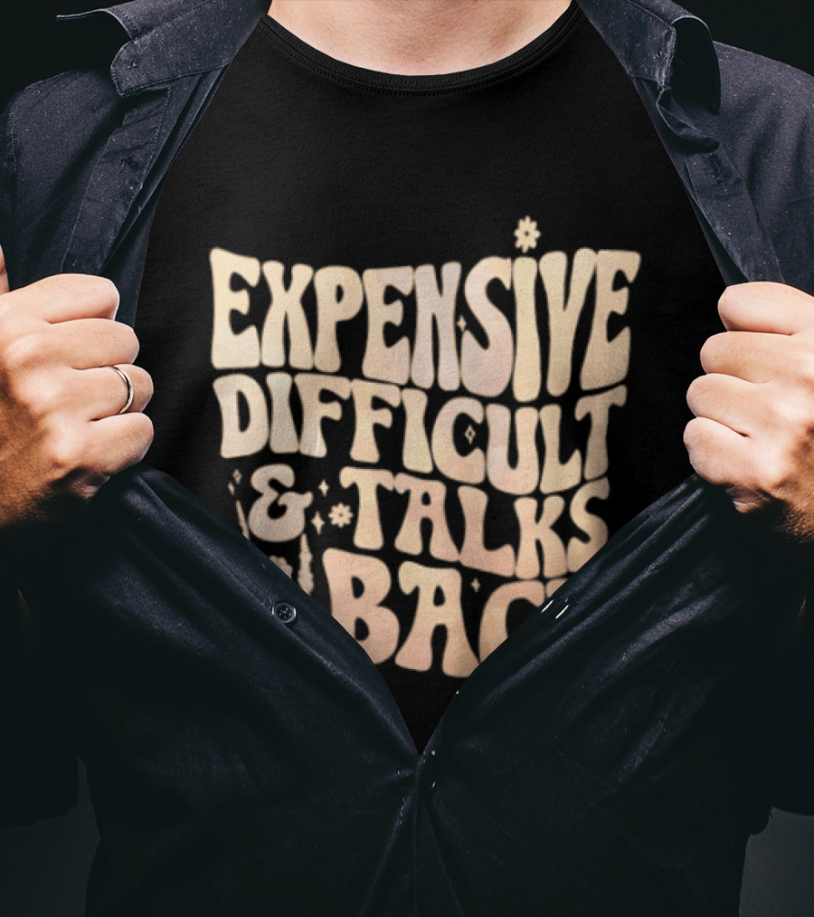 Expensive Difficult Talks Back Skeleton Hand Gesture T-Shirt