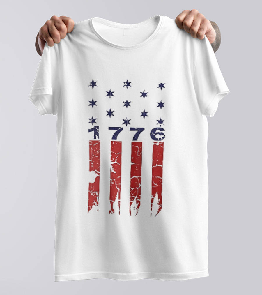 1776 Distressed American Flag Stars Stripes Patriotic T-Shirt