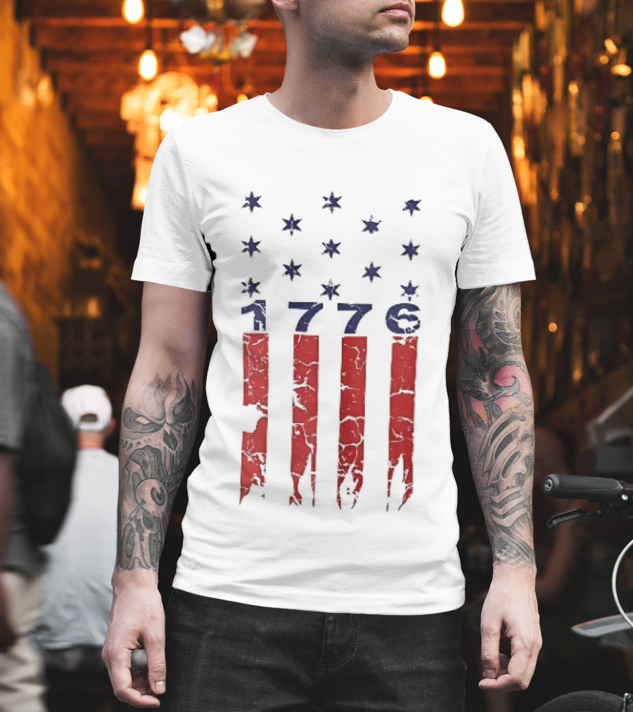1776 Distressed American Flag Stars Stripes Patriotic T-Shirt