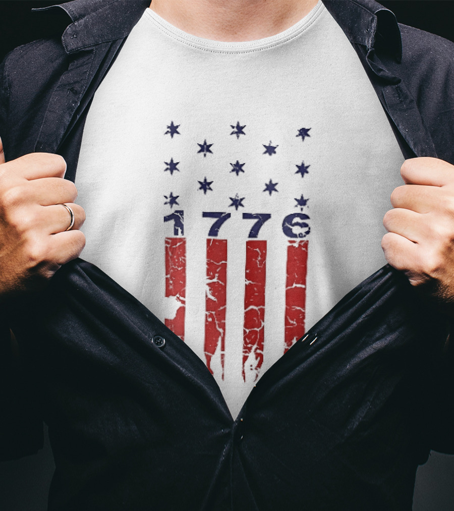 1776 Distressed American Flag Stars Stripes Patriotic T-Shirt