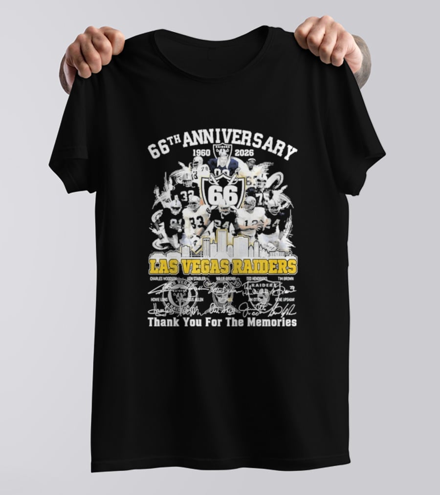 Las Vegas Raiders 66th Anniversary 1960 2026 Thank You For The Memories Celebration T-Shirt