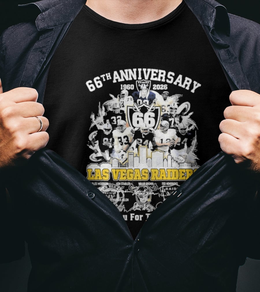 Las Vegas Raiders 66th Anniversary 1960 2026 Thank You For The Memories Celebration T-Shirt