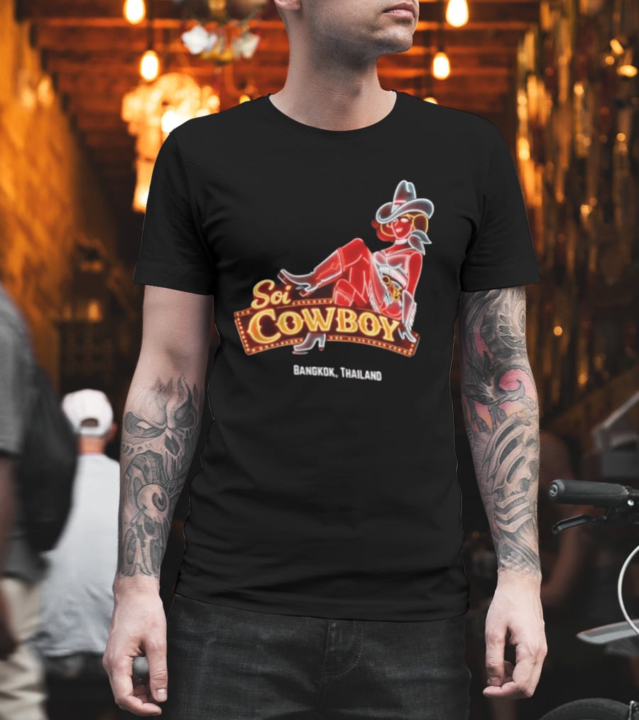 Soi Cowboy Bangkok Thailand Cowgirl Neon Sign T-Shirt