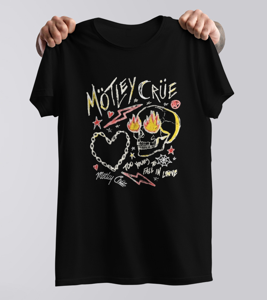 Mötley Crüe Skull Heart Lightning Too Young To Fall In Love Toddler 2026 T-Shirt