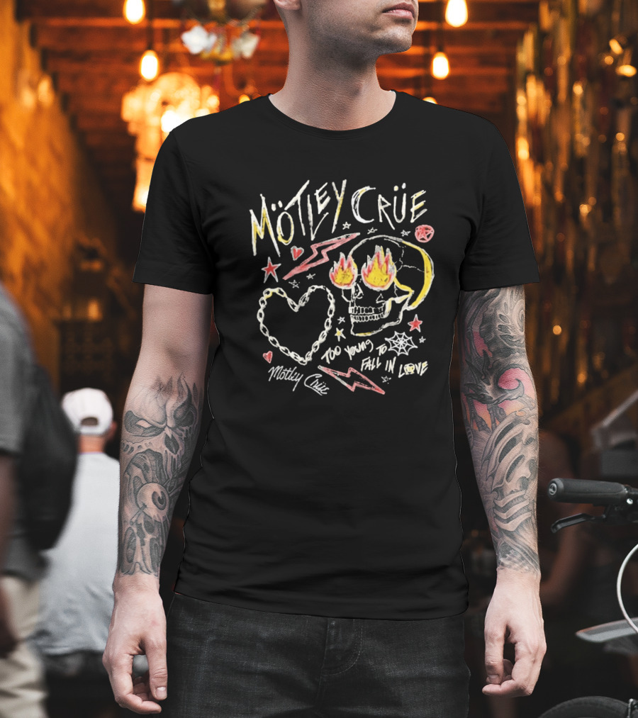 Mötley Crüe Skull Heart Lightning Too Young To Fall In Love Toddler 2026 T-Shirt