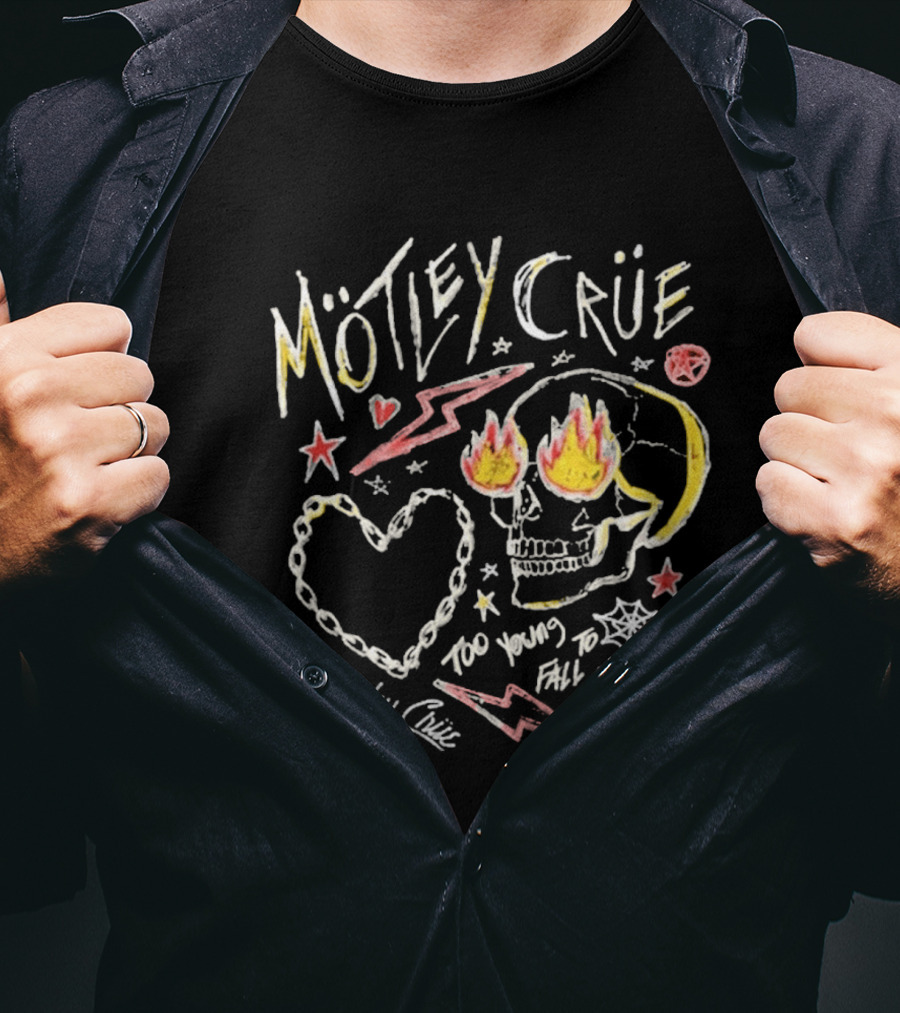 Mötley Crüe Skull Heart Lightning Too Young To Fall In Love Toddler 2026 T-Shirt