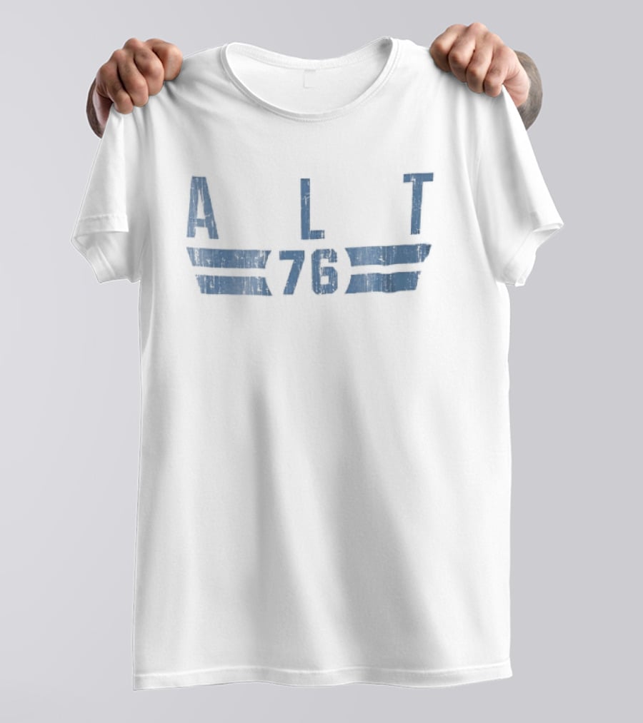 ALT 76 Distressed Blue Horizontal Bars T-Shirt