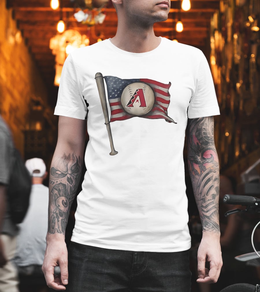 Arizona Diamondbacks American Flag Baseball Bat T-Shirt