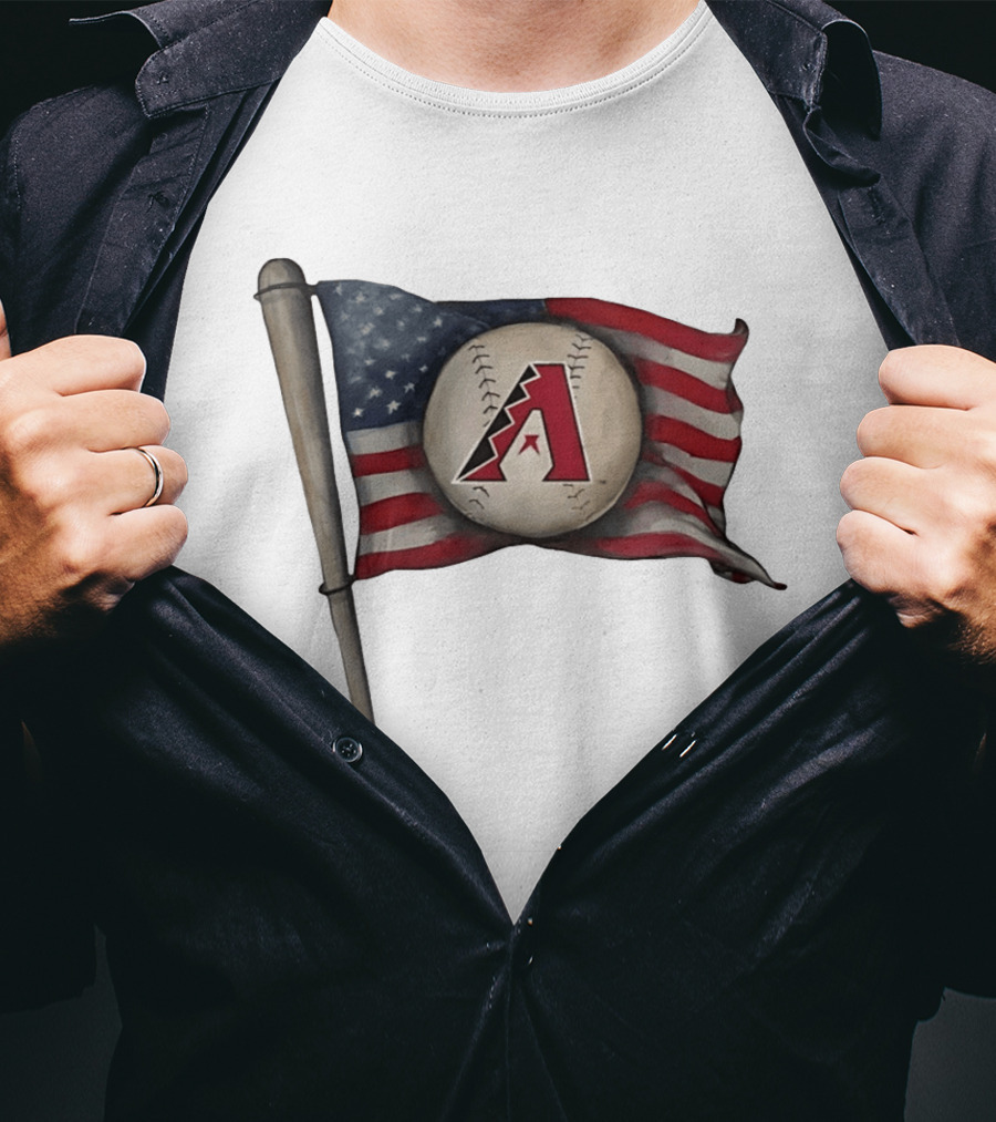 Arizona Diamondbacks American Flag Baseball Bat T-Shirt