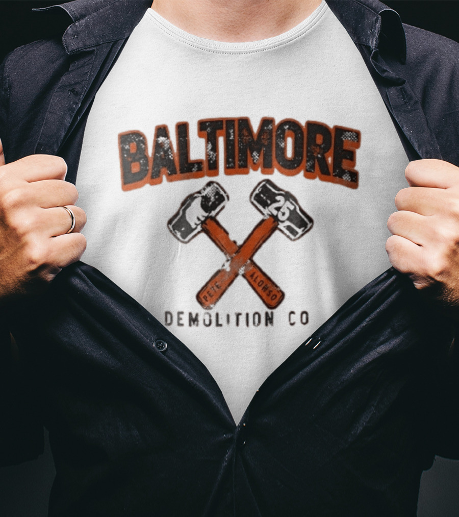 Baltimore Demolition Co Pete Alonso 25 Crossed Hammers Bear T-Shirt