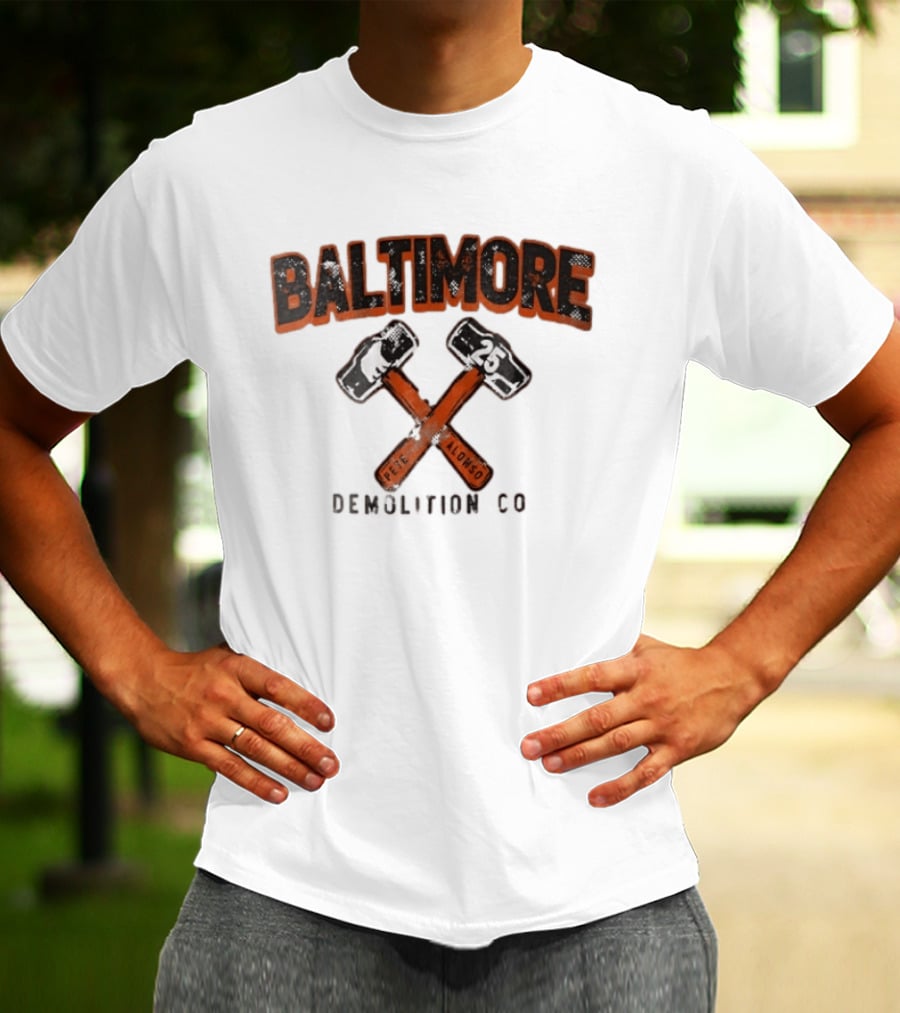 Baltimore Demolition Co Pete Alonso 25 Crossed Hammers Bear T-Shirt