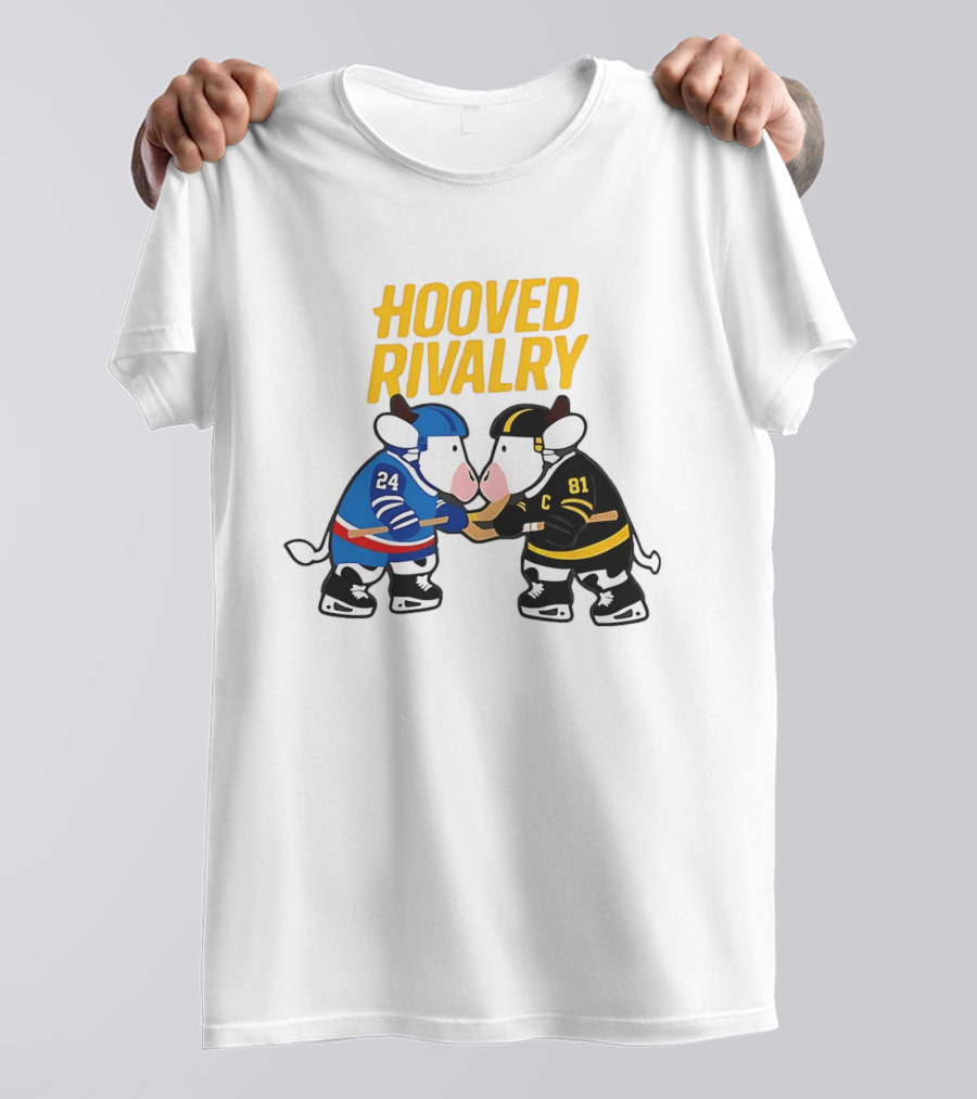 Hooved Rivalry Ilya Rozanov 24 Vs Shane Hollander 81 Hockey Faceoff T-Shirt