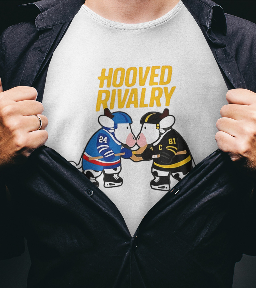 Hooved Rivalry Ilya Rozanov 24 Vs Shane Hollander 81 Hockey Faceoff T-Shirt