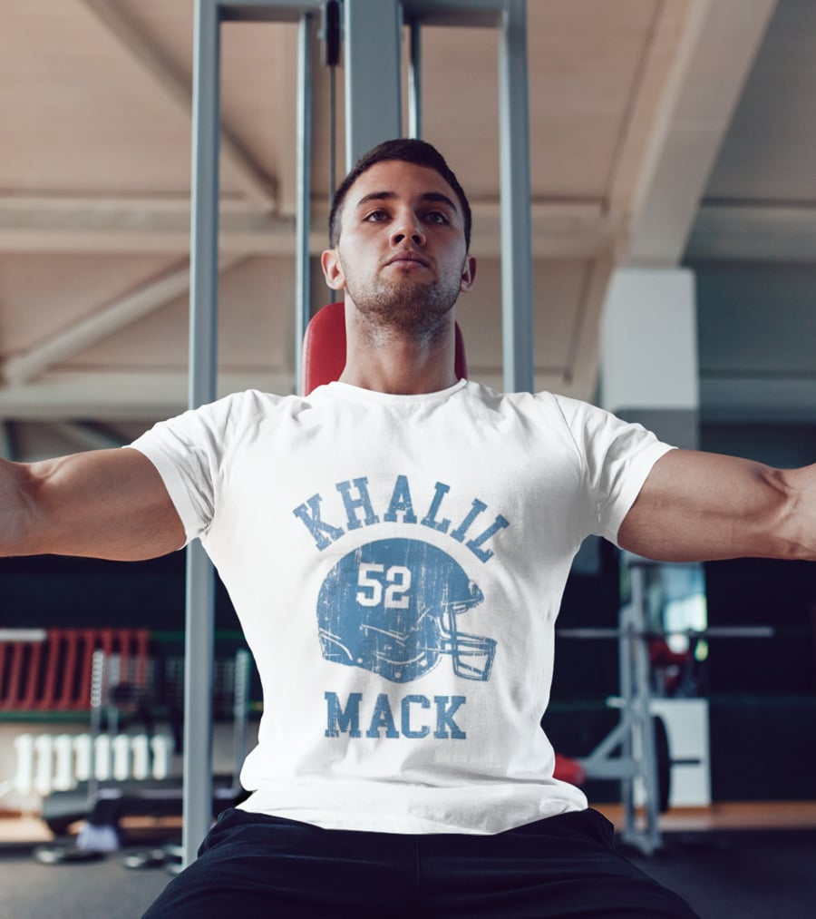Khalil Mack 52 Distressed Powder Blue Football Helmet T-Shirt