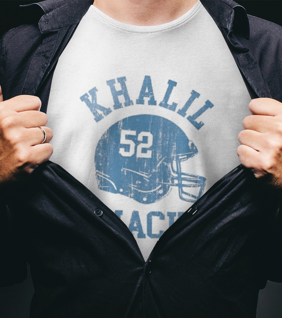 Khalil Mack 52 Distressed Powder Blue Football Helmet T-Shirt