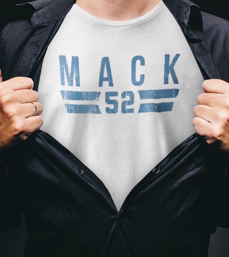 Mack 52 Distressed Blue Vintage Style Double Horizontal Stripes T-Shirt