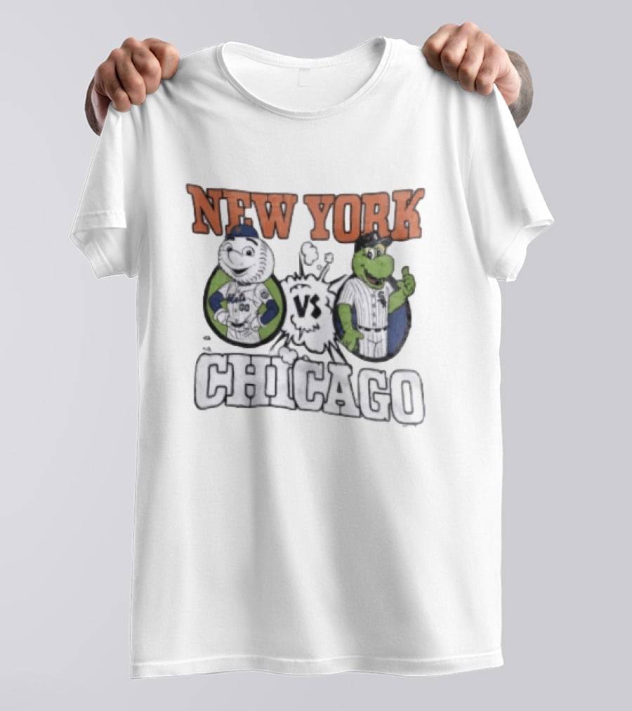 New York Vs Chicago Mets White Sox Mascots Faceoff T-Shirt