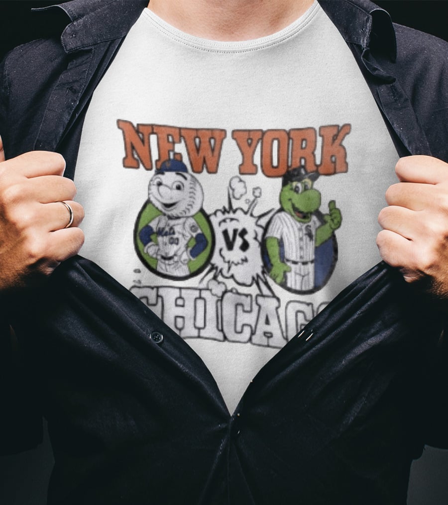 New York Vs Chicago Mets White Sox Mascots Faceoff T-Shirt