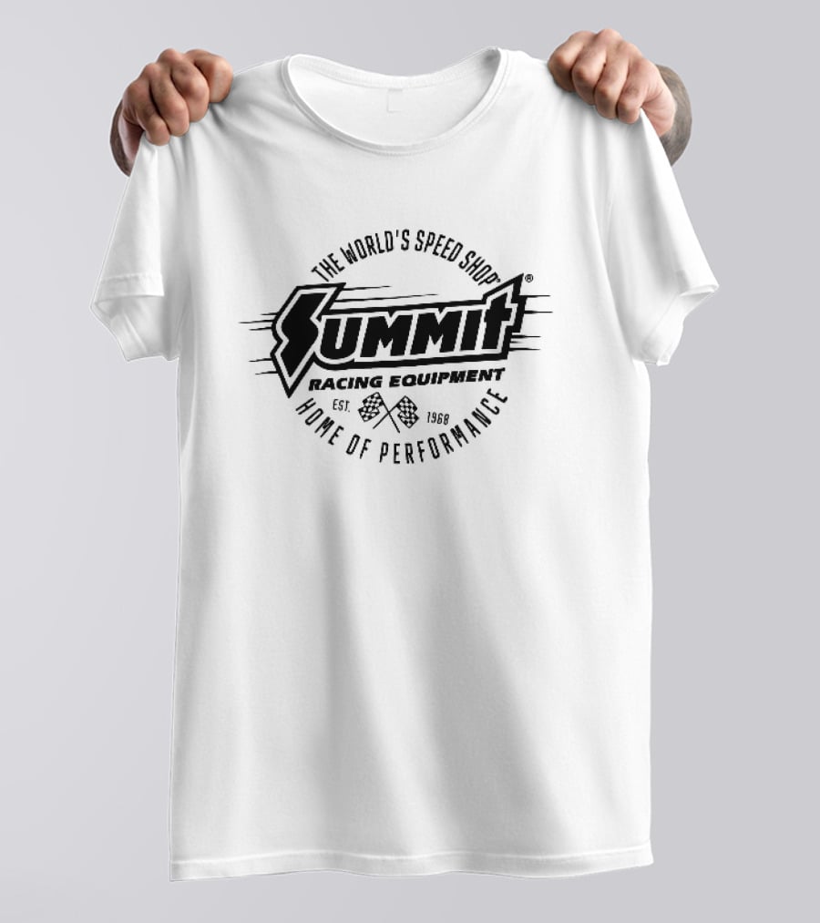 Summit Racing Equipment Est 1968 The Worlds Speed Shop Home Of Performance Checkered Flags T-Shirt