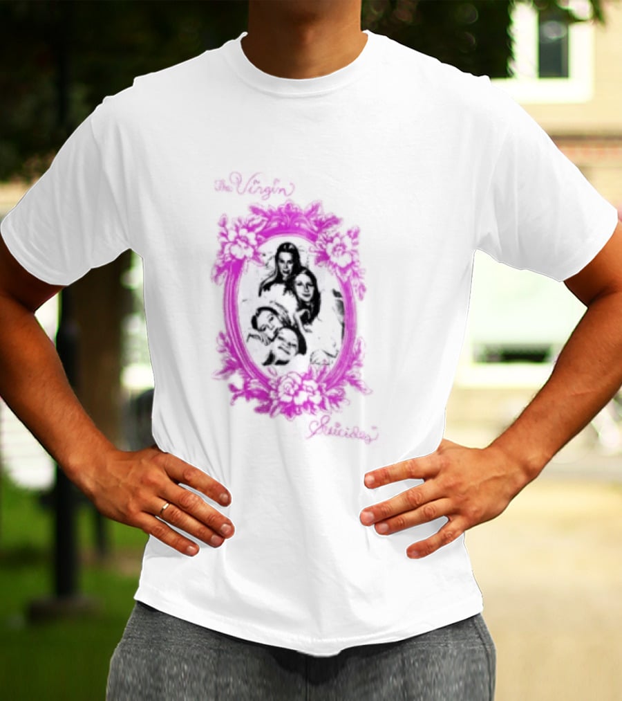The Virgin Suicides Girls Pink Floral Oval Frame T-Shirt