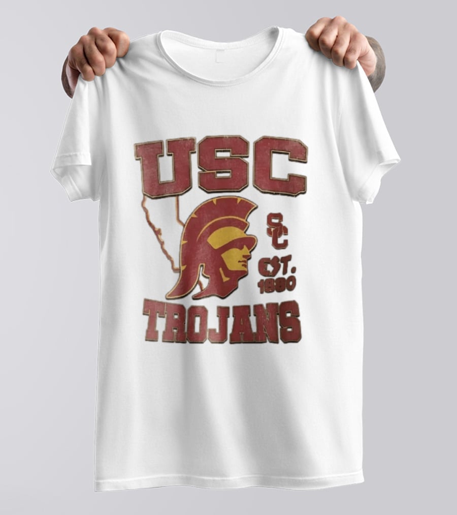 USC Trojans Est 1880 Helmet California State Map Sign T-Shirt