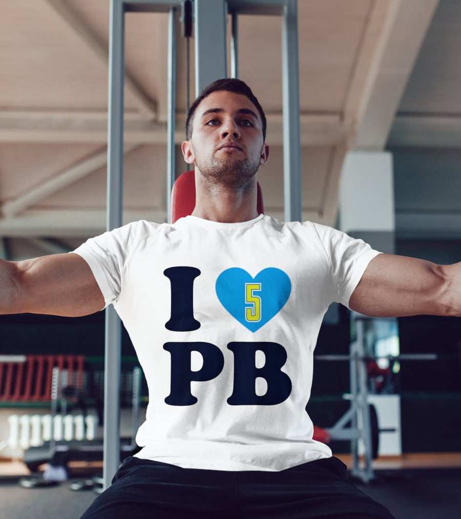 I Love PB Heart 5 Blue And Yellow T-Shirt