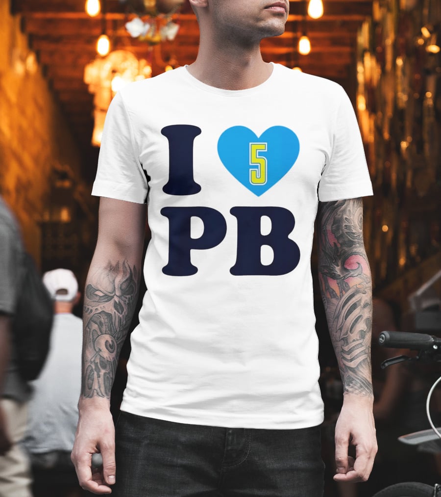 I Love PB Heart 5 Blue And Yellow T-Shirt