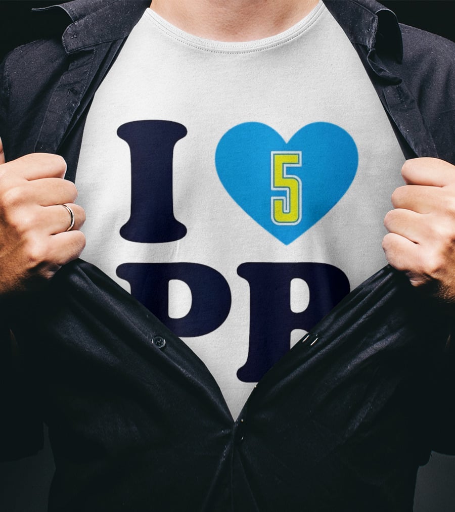 I Love PB Heart 5 Blue And Yellow T-Shirt