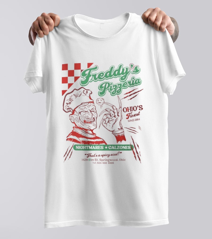 Freddy's Pizzeria Nightmares Calzones Spicy Ohio's Finest Springwood T-Shirt