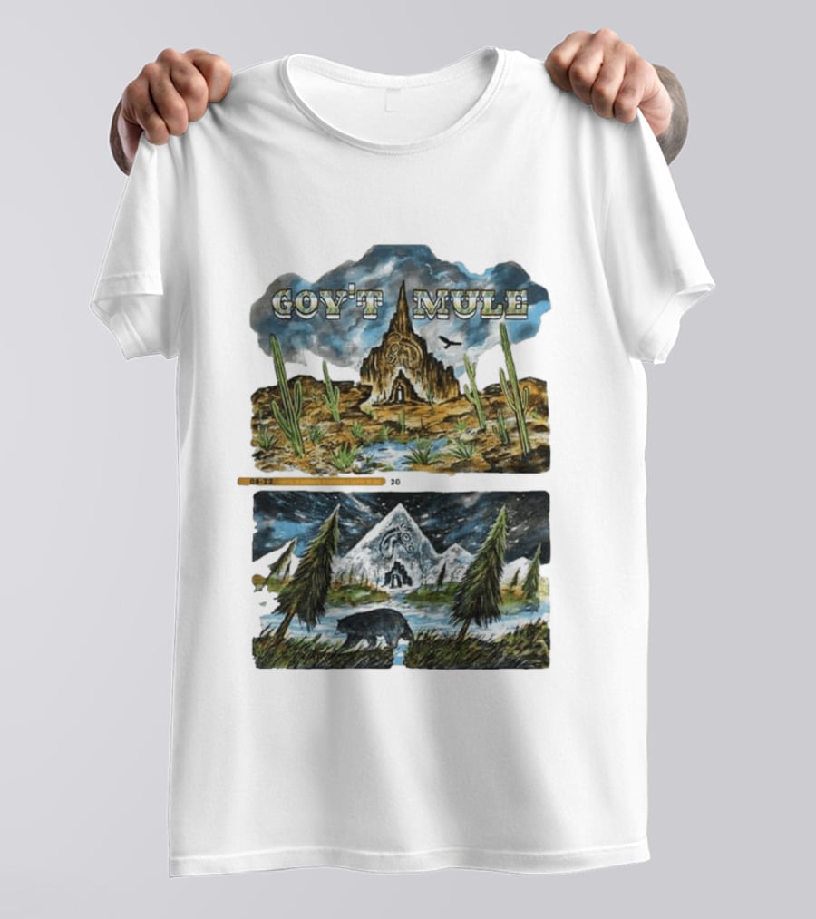 Govt Mule Two Night Kicking In Your Stall 2026 Santa Fe Aug 22 Vail Aug 23 Desert Scene Bear Mountain T-Shirt