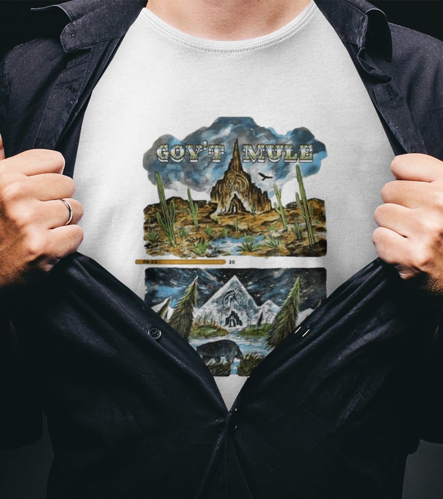 Govt Mule Two Night Kicking In Your Stall 2026 Santa Fe Aug 22 Vail Aug 23 Desert Scene Bear Mountain T-Shirt