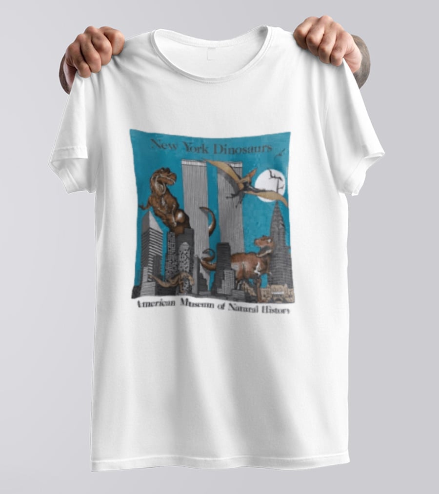 New York Dinosaurs American Museum Of Natural History Twin Towers Scene T-Shirt