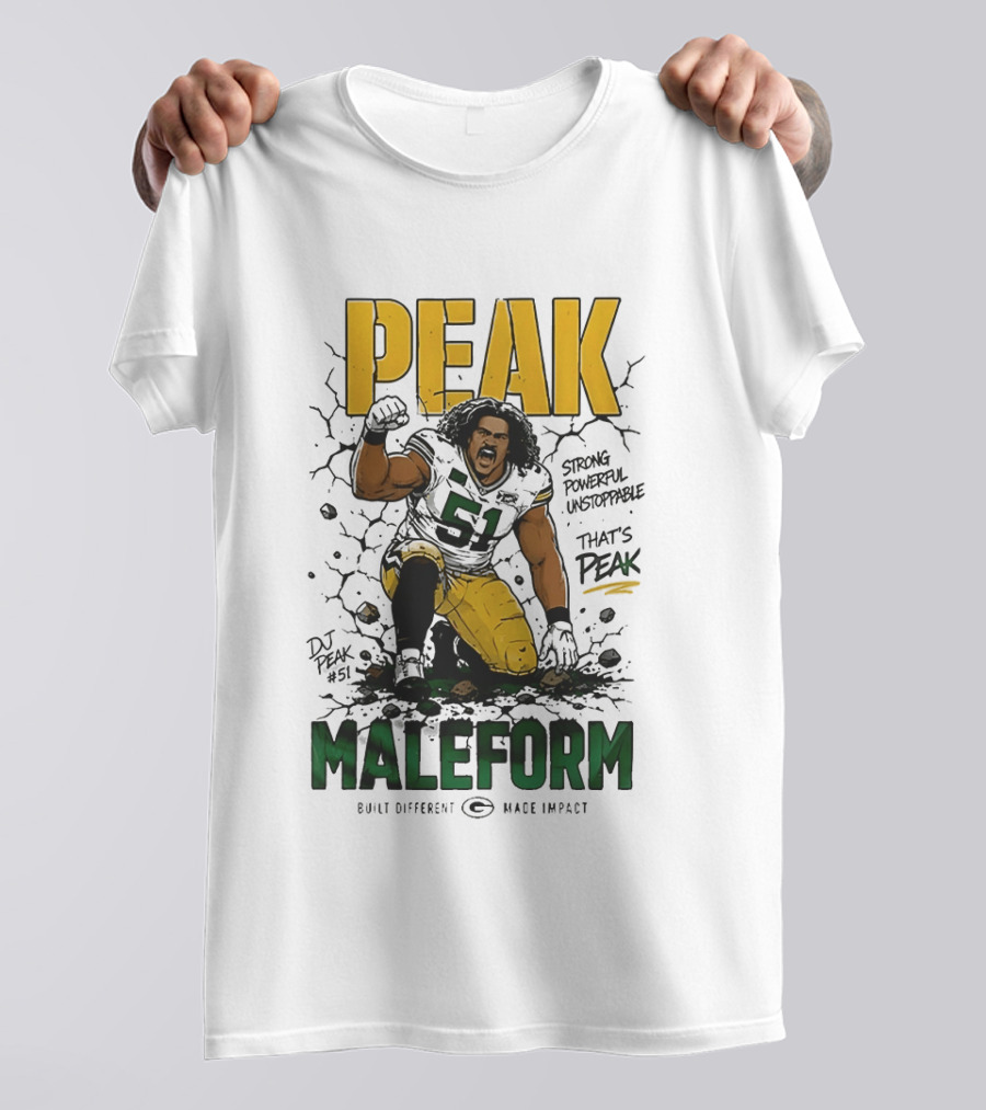 Peak Maleform Green Bay Packers #61 Strong Powerful Unstoppable T-Shirt