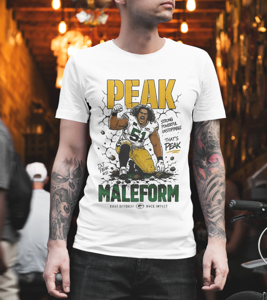 Peak Maleform Green Bay Packers #61 Strong Powerful Unstoppable T-Shirt
