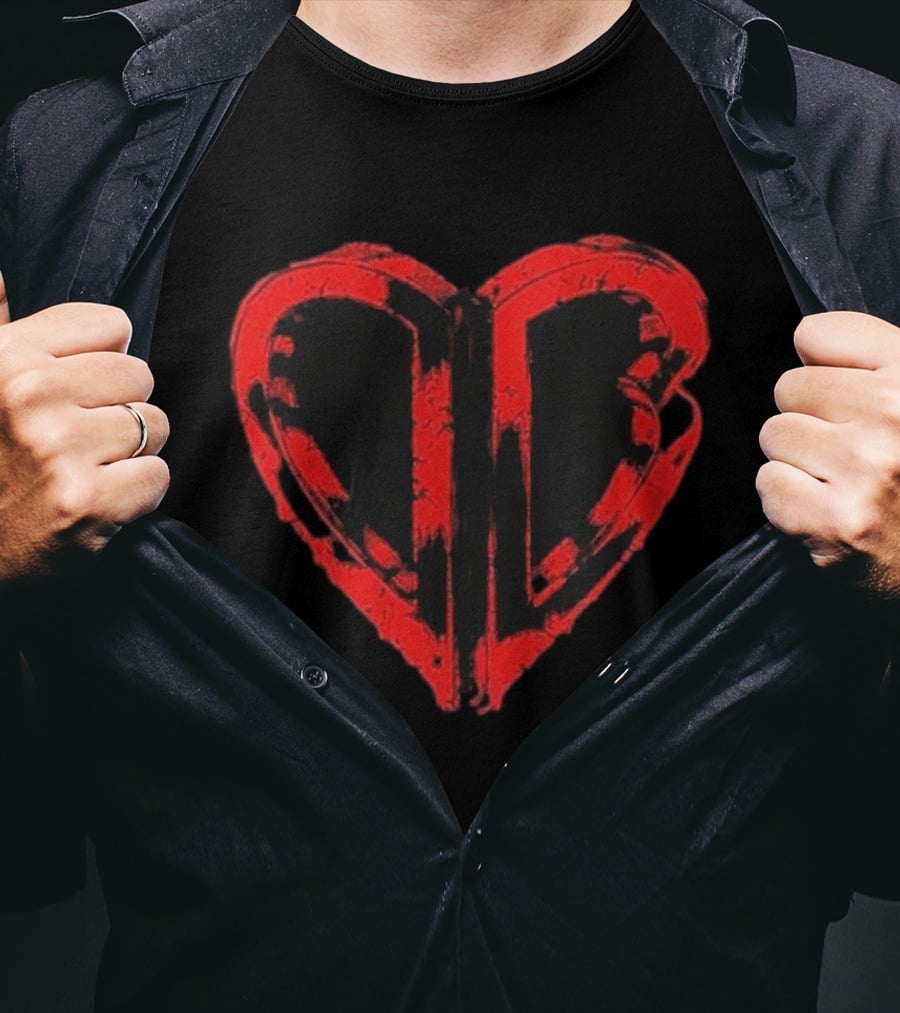 50cent Inferno Red DB Villain Distorted Heart T-Shirt